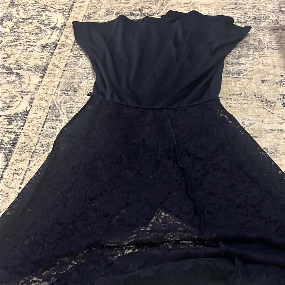 Lily Rose Midnight Blue Asymmetrical Lace Dress